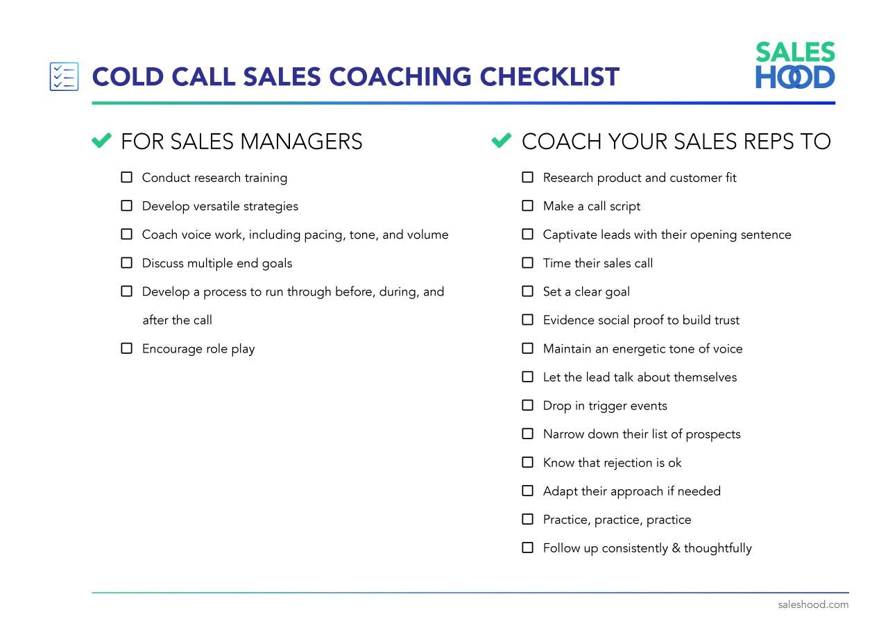 Cold Calling Sales Coaching Cheat Sheet