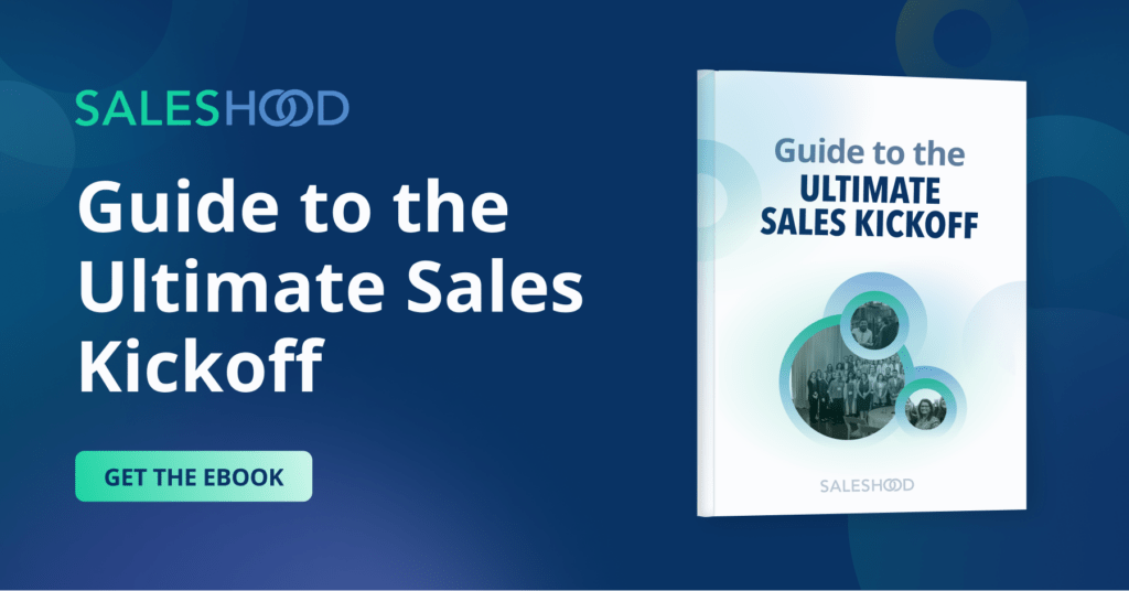 Cover image for the ultimate sales kickoff ebook that shows the title and a physical form version of the ebook