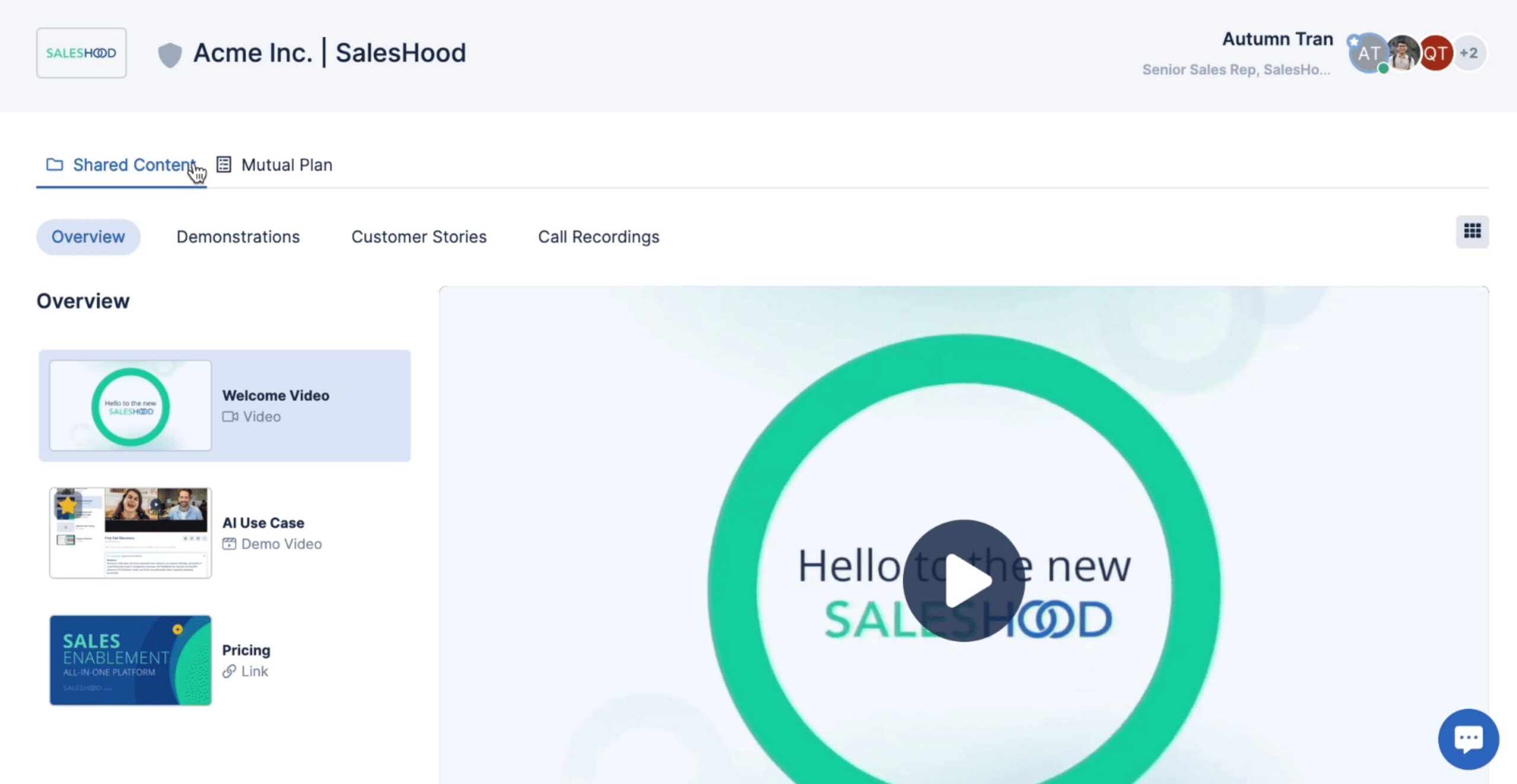 SalesHood has a unique “Mutual Plan” feature that help align buyers and sellers during the sales process.